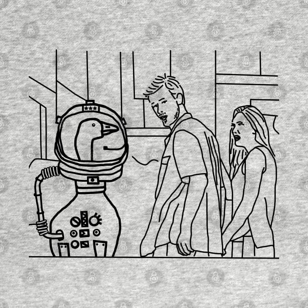 Distracted Boyfriend Meme Sci Fi Astronaut Goose Line Drawing by ellenhenryart